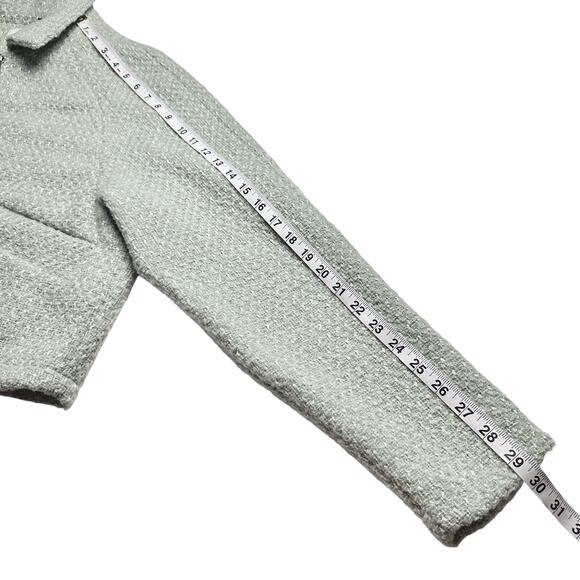 Blank NYC | Women | Pistachio Cropped Tweed Full Zip Jacket | Size Medium - Picture 6 of 10